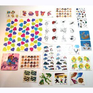 19 Vintage 90s Stickers Kawaii Kidcore Cute Colorful Preppy Collectible Set